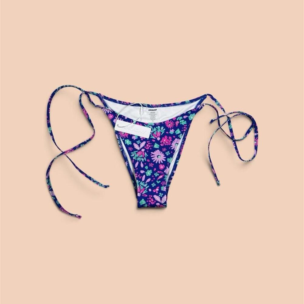 Bright swimwear women purple floral bikini bottom